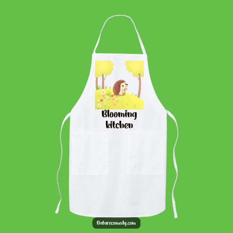 Funny Hedgehog Rolling Apron: Cheerful Kitchen Fun for Garden Lovers!