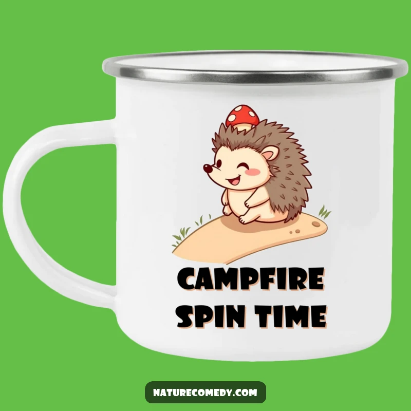 Funny Smiling Hedgehog Camping Mug: Adventure Fuel with Woodland Charm