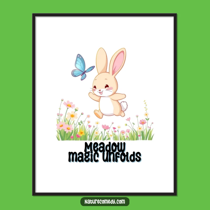 Funny Bouncing Bunny Digital Art: Instant Meadow Vibrancy for Your Home