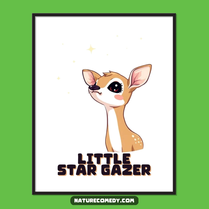 Funny Fawn Stars Digital Art Print: Dreamy Celestial Decor!