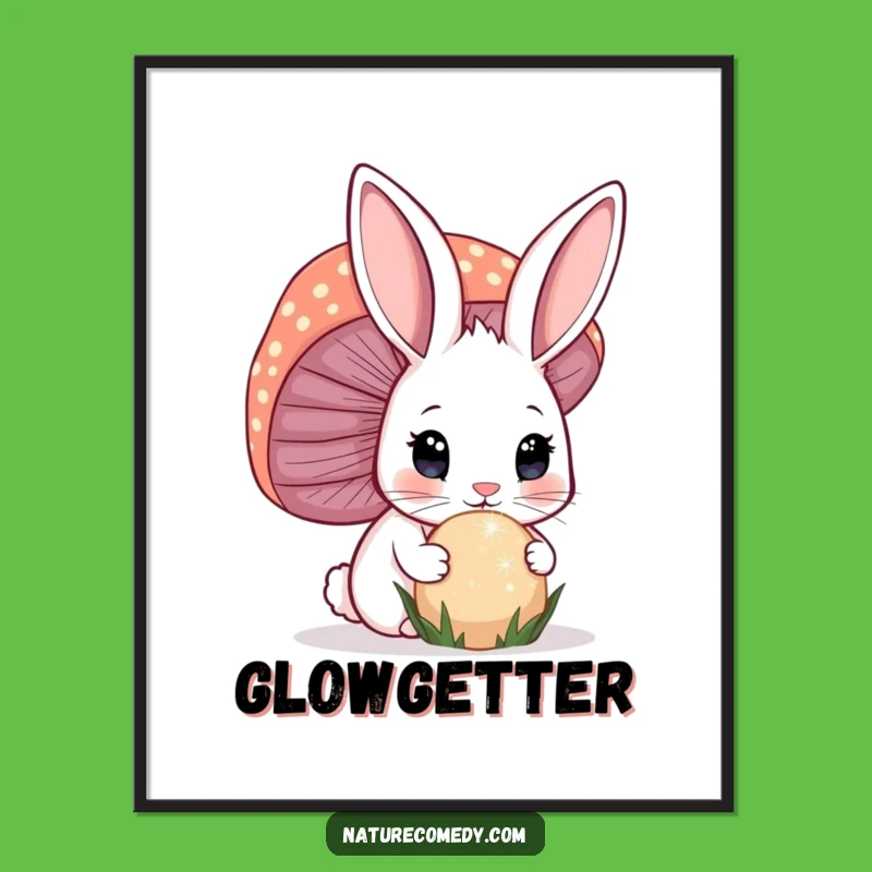 Funny Bunny Mushroom Digital Art Print: Whimsical Decor for Enchanted Spaces!