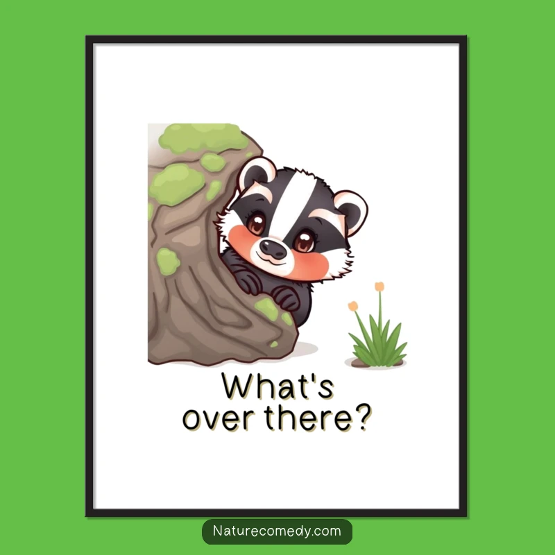 Funny Curious Badger Art Print: Bring Woodland Wonder to Your Wall