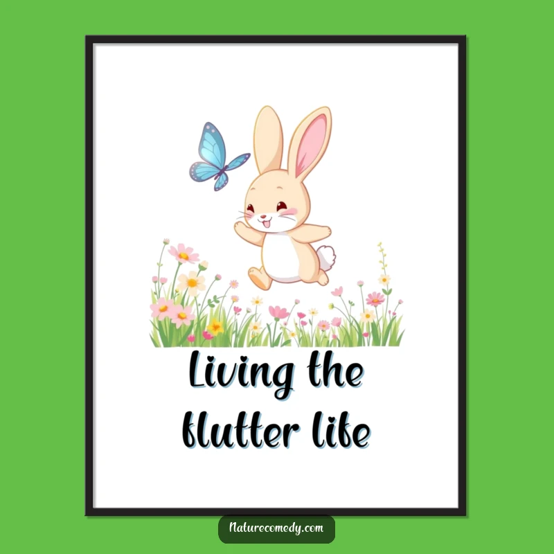 Funny Bouncing Bunny Art Print: Bring Meadow Vibrancy to Your Walls
