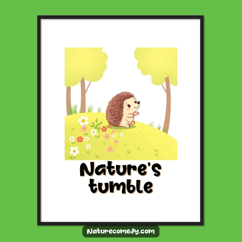 Funny Hedgehog Rolling Poster: Cheerful Wall Art for Happy Homes!