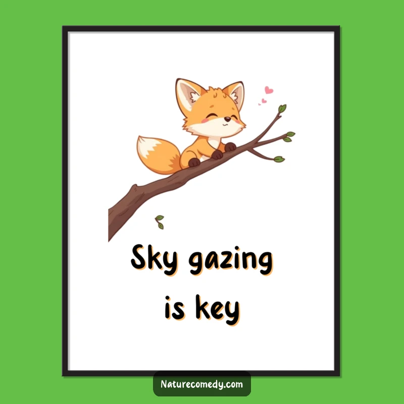 Funny Playful Fox Art Print: Bring Sky-High Dreams to Your Walls