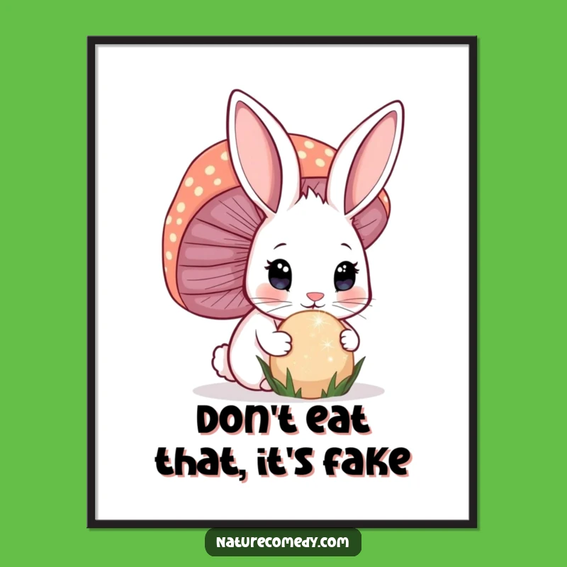 Funny Free Printable Wall Art: Curious Bunny & Magic Mushroom Downloadable Decor