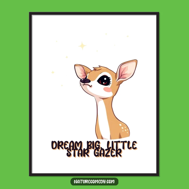 Funny Free Printable Wall Art: Curious Fawn & Stars Downloadable Nature Art