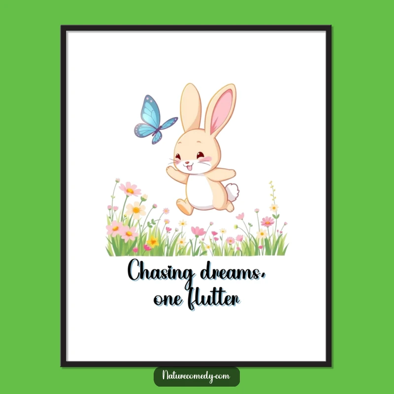 Free Printable Bunny Art - Funny Downloadable Wall Art, Meadow Joy