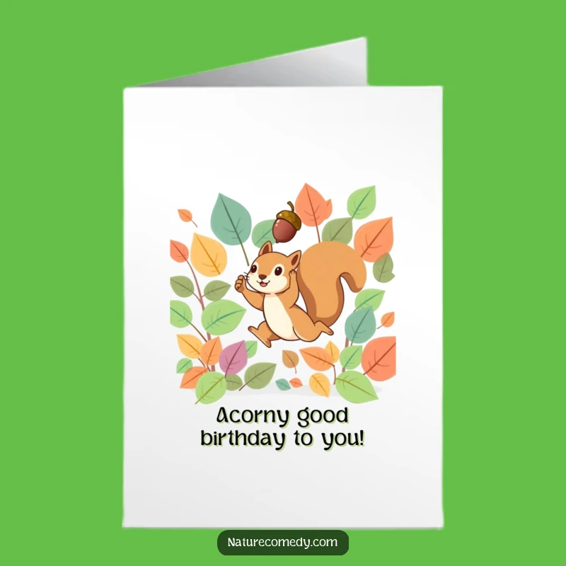 Free Printable Autumn Squirrel Birthday Card: Acorn Joy, Funny Downloadable Gift