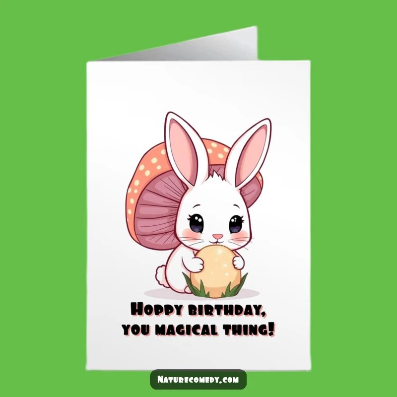 Free Printable Birthday Card: Curious Bunny & Magic Mushroom Downloadable Fun