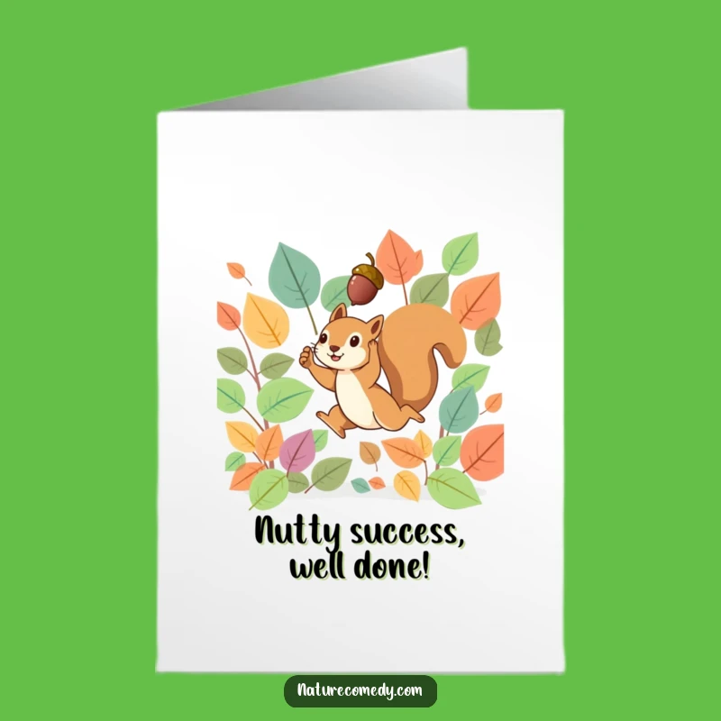 Free Printable Autumn Squirrel Congrats Card: Acorn Joy, Downloadable Gift
