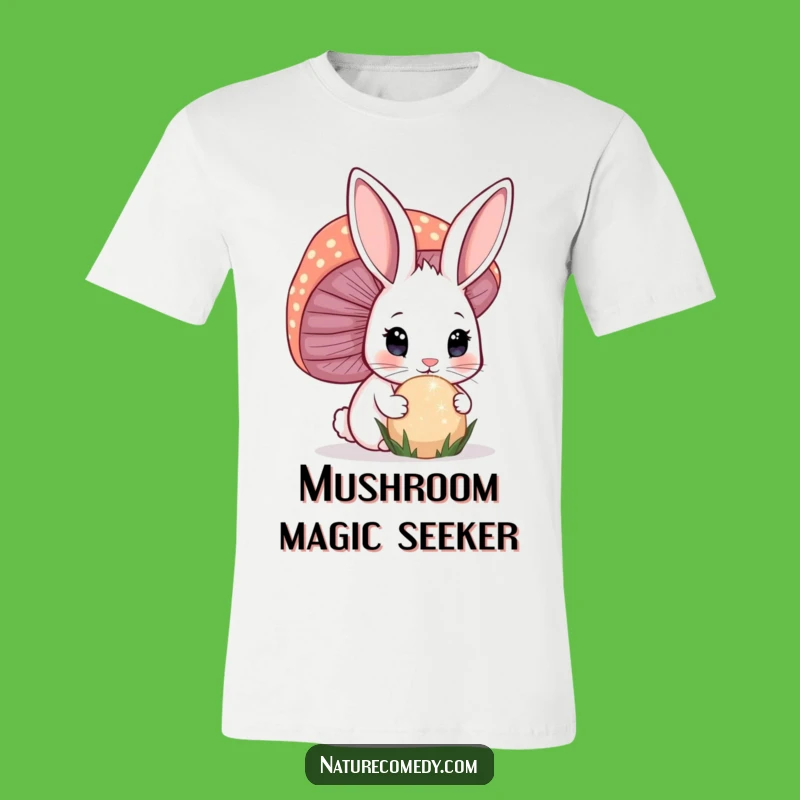 Funny Bunny Mushroom T-Shirt: Curious & Magical Tee for Whimsical Fun!